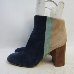 Paola Ferri Womens Size 39 EUR Blue Suede Zip Ankle Fashion Boots Bootie